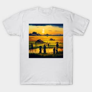 [AI Art] Sunset field workers T-Shirt